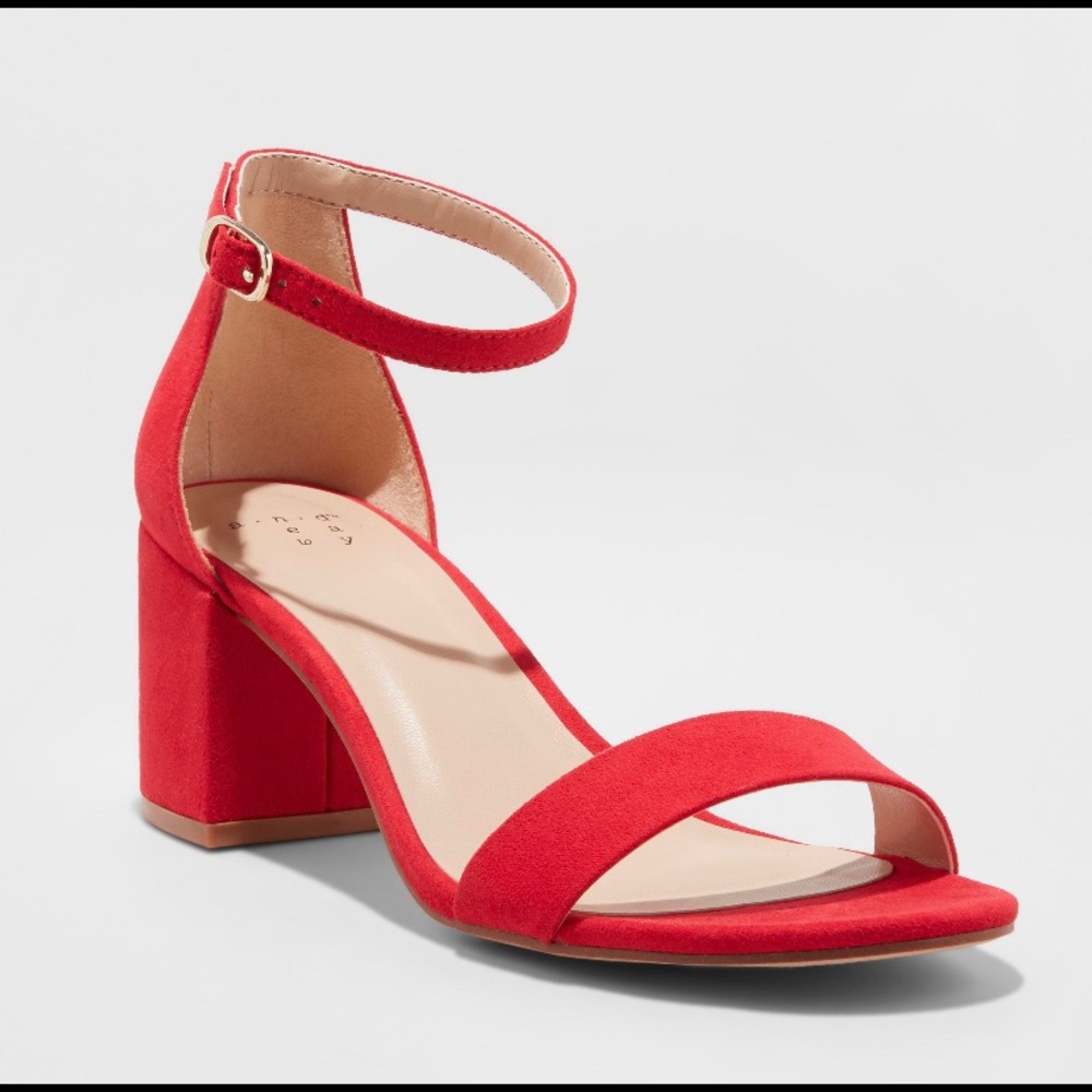 Red Mid Block Heel Pump Sandals (size 7.5)